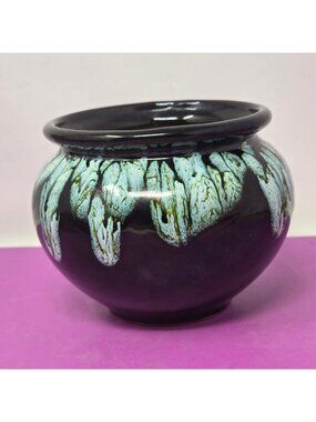Hand Glazed Ceramic Pottery Bowl Sylvias Ceramics Indianapolis Black Purple